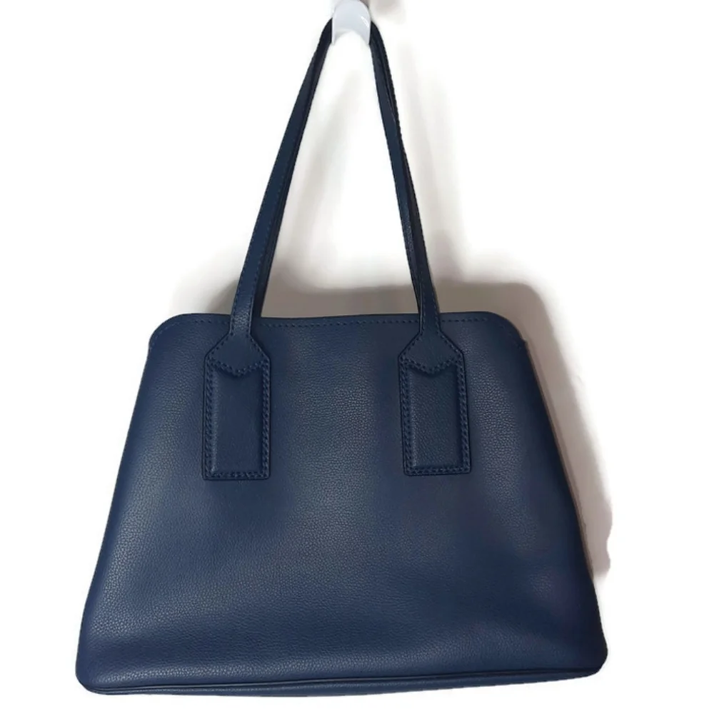 MARC JACOBS Editor Leather Tote Bag Blue Sea Navy Red Everyday Versatile Classic - Picture 3 of 16